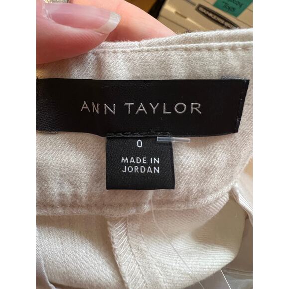 NWT Ann Taylor Women's Pleated Slim Straight Pants Heathered Flannel Oatmeal 0 - Picture 10 of 13
